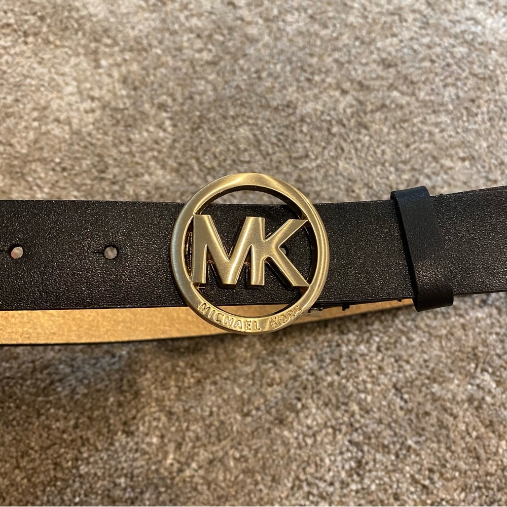 Michael Kors MK Black leather belt Large